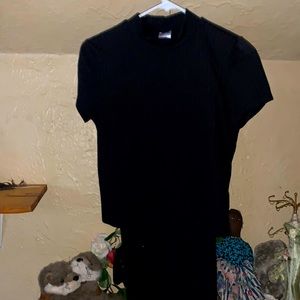 Black top and wide pants set with belt detail on pants